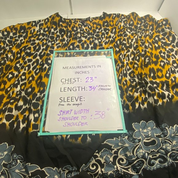 Pull over cheetah print Kimono with draw string waist. Size on tag: Large w123 - Picture 10 of 11